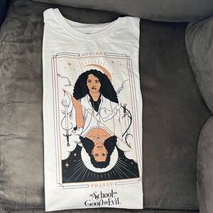NEW! Netflix White Tee with The School for Good and Evil Design